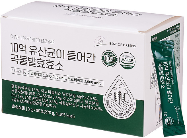 BestOfGreen 含10億益生菌的穀物發酵酵素 90p, 90冊, 1盒