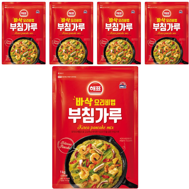 해표 부침가루, 5개, 1kg