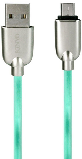 Kinyo U鋅齒紋極速Micro USB充電傳輸線 USB-B07G, 綠色, 1個, 1.2m