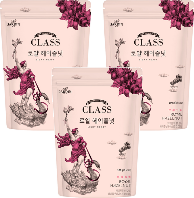 쟈뎅 클래스 로얄 헤이즐넛 분쇄커피, 프렌치프레스, 100g, 3개