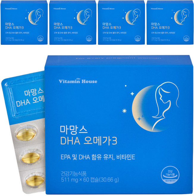 비타민하우스 마망스 DHA 오메가3 30.66g, 60정, 5개