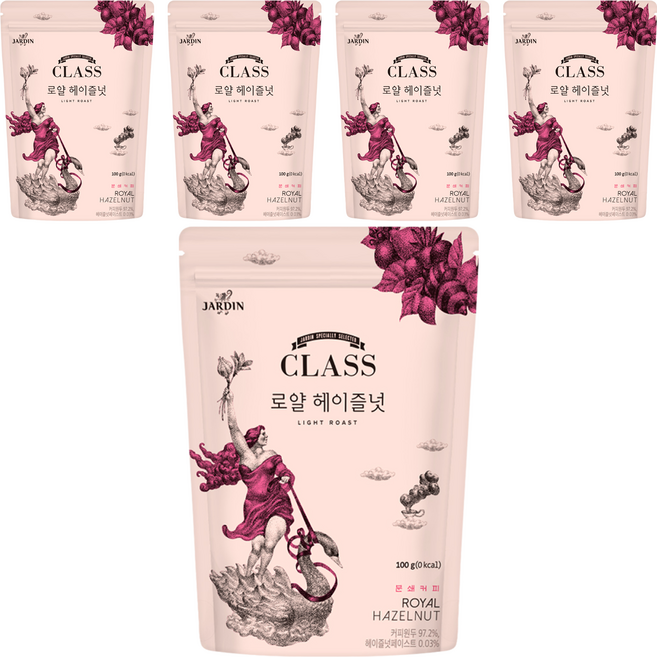 쟈뎅 클래스 로얄 헤이즐넛 분쇄커피, 프렌치프레스, 100g, 5개