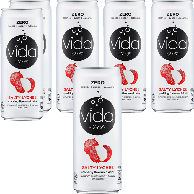 vida 氣泡飲 鹹荔枝味, 325ml, 6罐