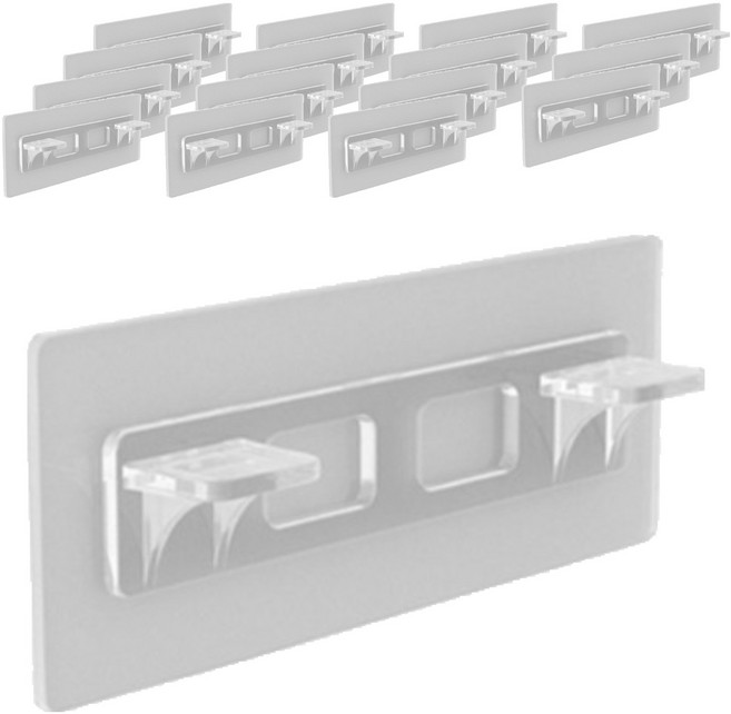 구디푸디 무타공 선반 받침대 부착식 후크, 투명, 16개