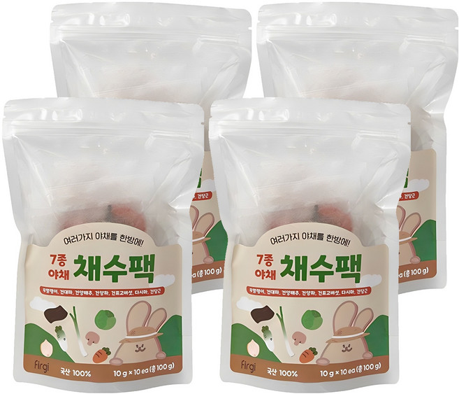 퍼기 어린이 7종야채 채수팩 10개입, 야채맛, 100g, 4개