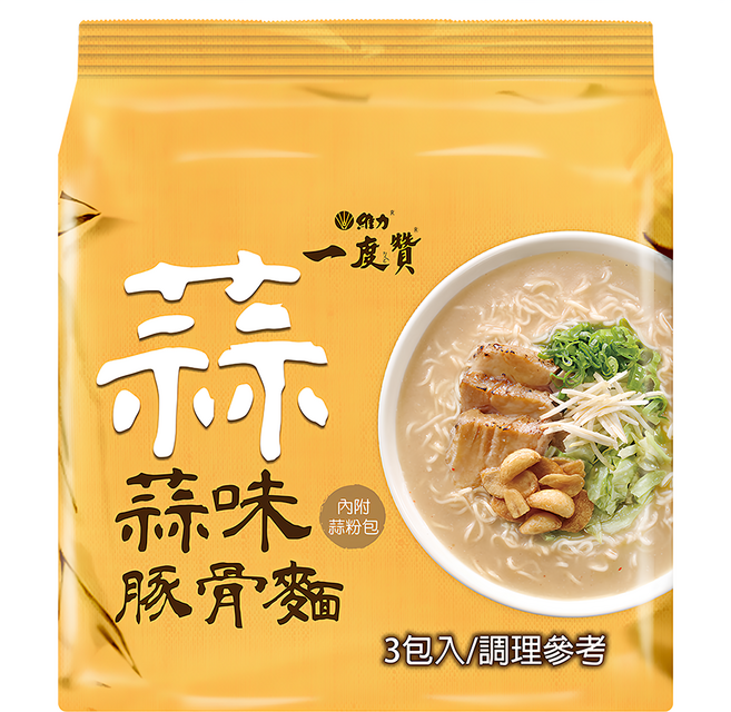 維力 一度贊 蒜味豚骨麵 190g, 3包