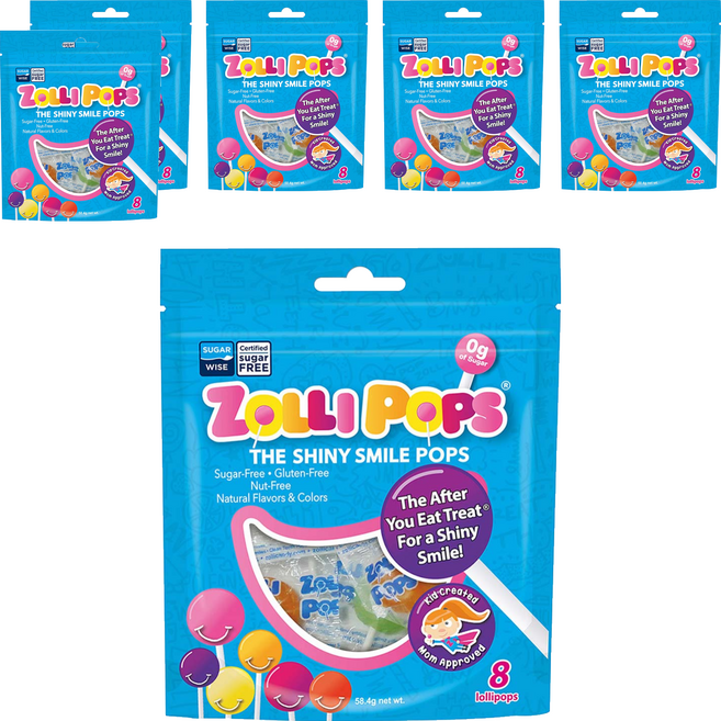 ZOLLI POPS 木糖醇無糖棒棒糖 綜合水果口味, 58.4g, 6袋