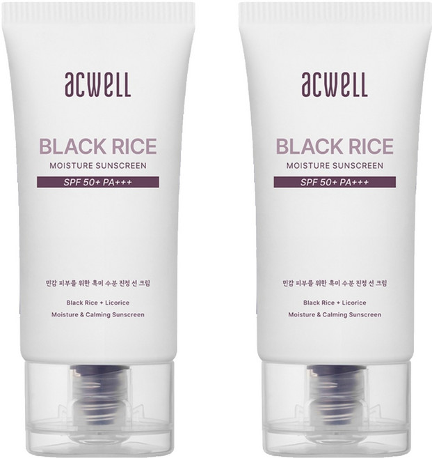 아크웰 흑미 수분 선크림 SPF50+ PA+++, 50ml, 2개