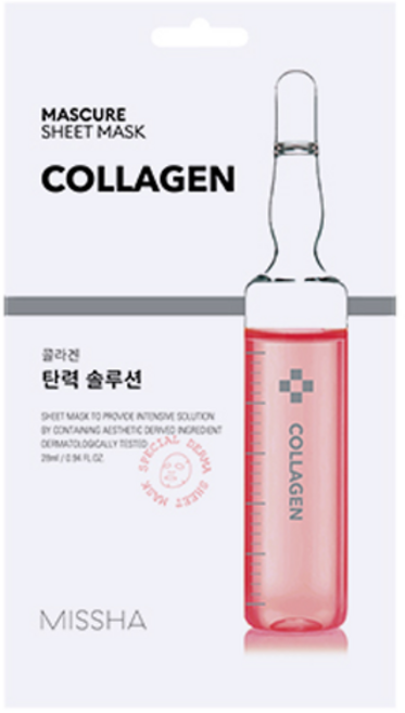 미샤 마스큐어 탄력 솔루션 콜라겐 시트 마스크, 1개, 1개입