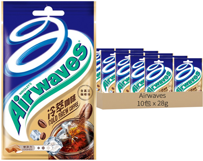 Airwaves 超涼無糖口香糖 冷萃咖啡口味, 28g, 10包