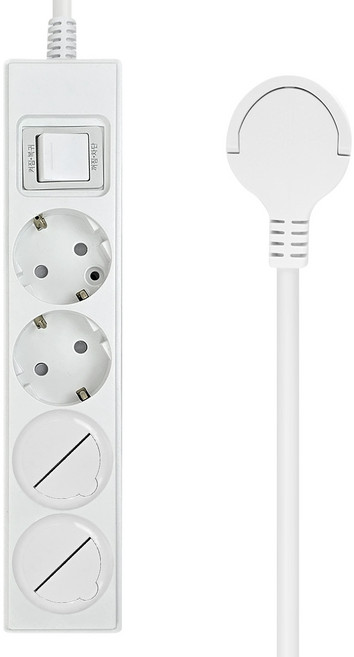 원스탑 제로갭 국산 납작멀티탭 과부하차단 통합 절전스위치 4구 16A 안전커버2p, 1개, 화이트, 1m