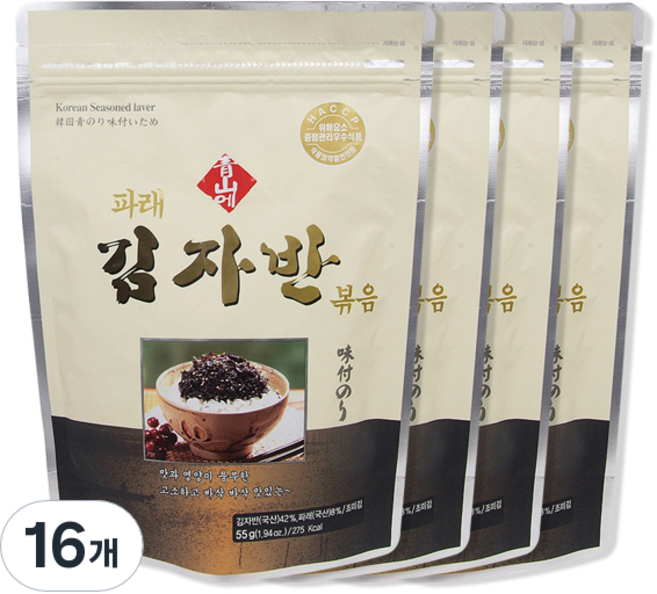 청산에 파래 김자반 볶음, 55g, 16개