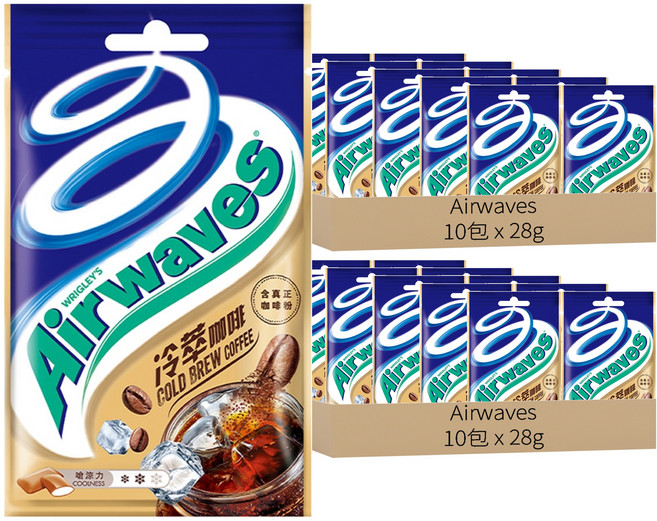 Airwaves 超涼無糖口香糖 冷萃咖啡口味, 28g, 20包
