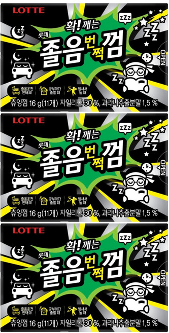 롯데웰푸드 졸음번쩍껌, 16g, 3개