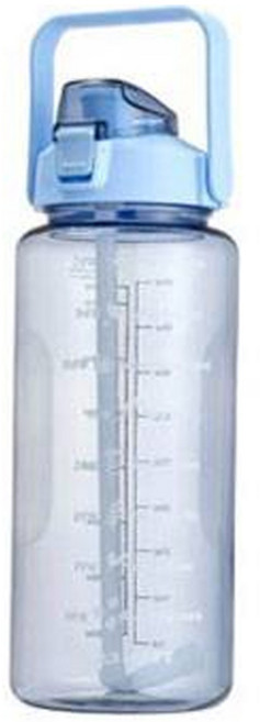 어쉐어 휴대용 대용량 빨대 텀블러, 반투명-블루, 2L, 1개