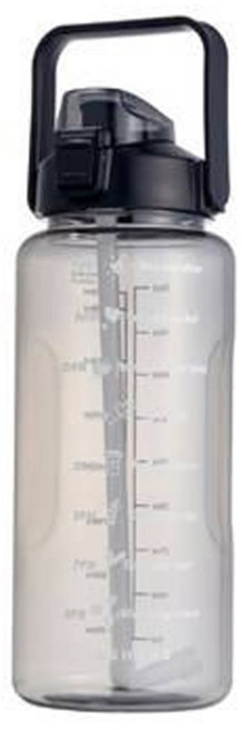 어쉐어 휴대용 대용량 빨대 텀블러, 반투명-블랙, 2L, 1개