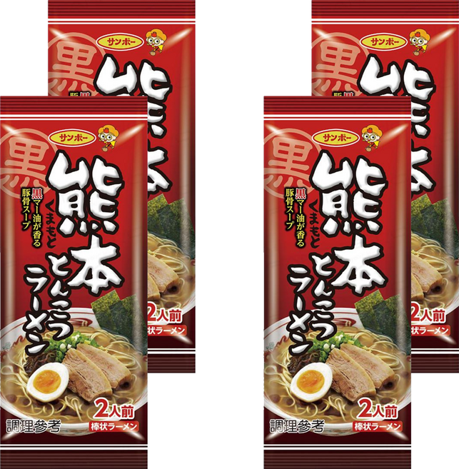 Sanpo 三寶 棒狀熊本豚骨風味拉麵 2人份 168.6g, 4包