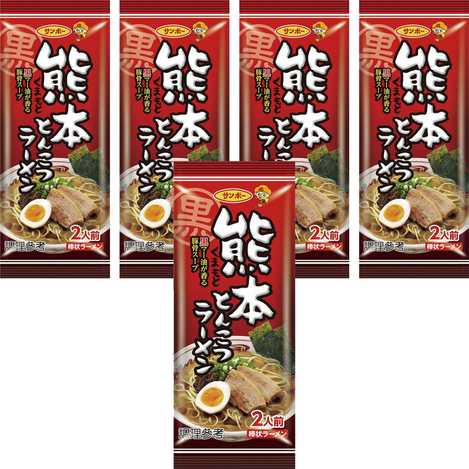 Sanpo 三寶 棒狀熊本豚骨風味拉麵 2人份 168.6g, 5包