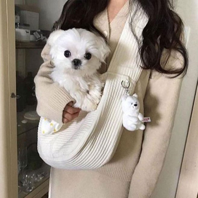 딩동펫 반려동물 폭닥 슬링백, 아이보리, 1개