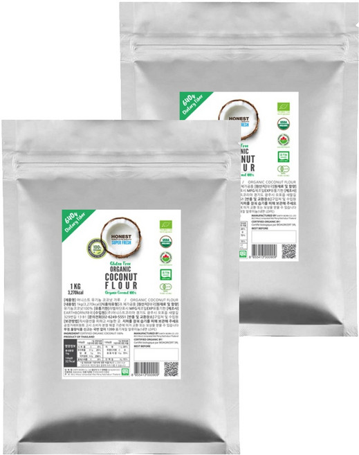 歐內斯特 100% 有機椰子粉, 1kg, 2個