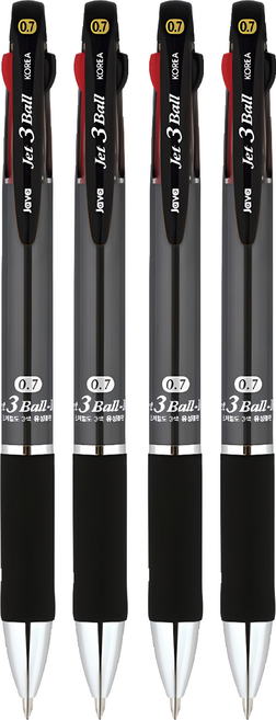 JAVAPEN Jet 3 Ball M 多色筆 0.7mm, 金屬黑, 4支