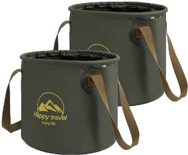 BEAUTY DISPLAY 美得像專櫃 戶外摺疊水桶 31 x 31 x 27cm 20L, 軍綠色, 2個