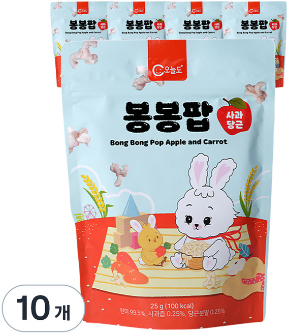 오늘도 봉봉팝 유기농쌀과자, 사과 + 당근 혼합맛, 25g, 10개