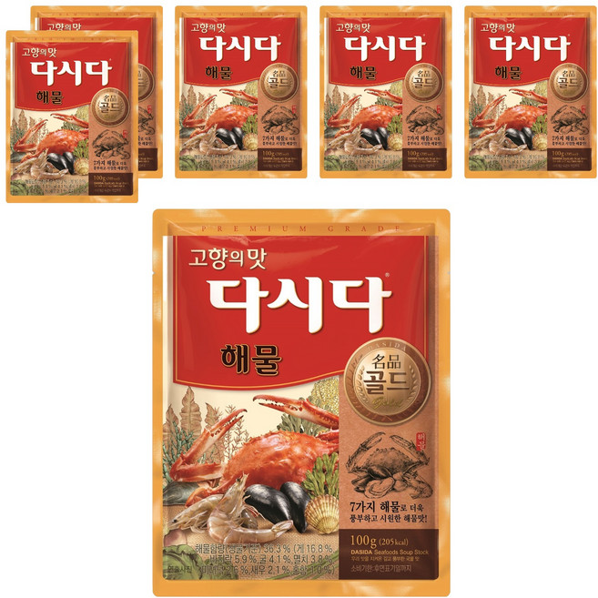 다시다 명품골드 해물 조미료, 100g, 6개
