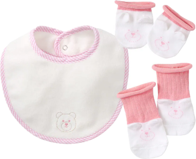 Fees BEBE 圍兜禮盒組, 粉色, 1盒