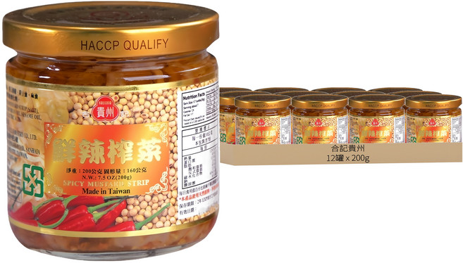 合記貴州 貴州 鮮辣榨菜, 200g, 12罐