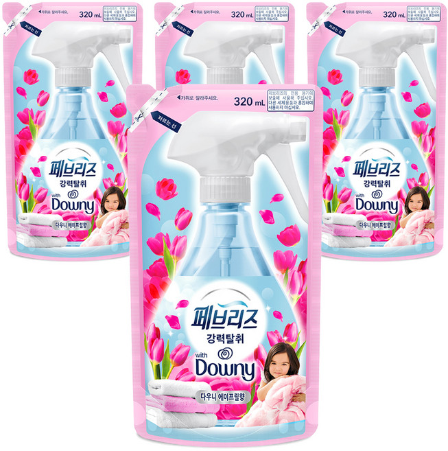 페브리즈 섬유탈취제 다우니 리필, 320ml, 4개, 에이프릴향