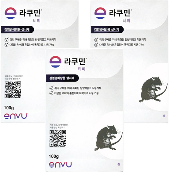 라쿠민 티피 쥐약 100g, 1개입, 3개