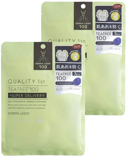 DERMA LASER 皇后面膜 茶樹舒緩 綠, 2包, 7片