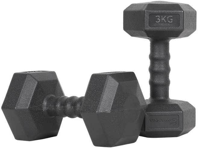 아이워너 맨즈 육각아령 블랙, 3kg, 2개