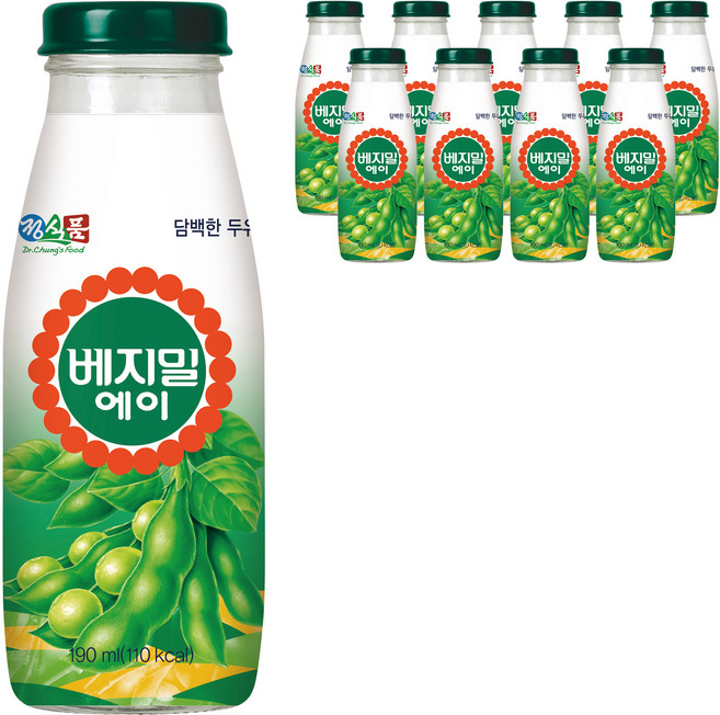 베지밀 에이 담백한 두유, 190ml, 10개