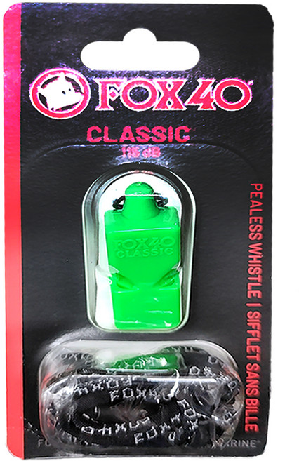 FOX40 Classic Safety 9903 彩色系列高音哨(附繫繩)單色販售, 螢光綠色, 1個