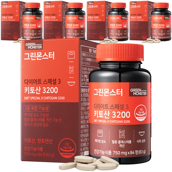 그린몬스터 다이어트 스페셜 3 키토산 3200, 84정, 5개