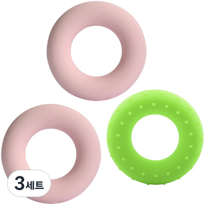 矽膠甜甜圈手部握力器 10LB 2入 + 指壓握力器, 寶寶粉 + 螢光