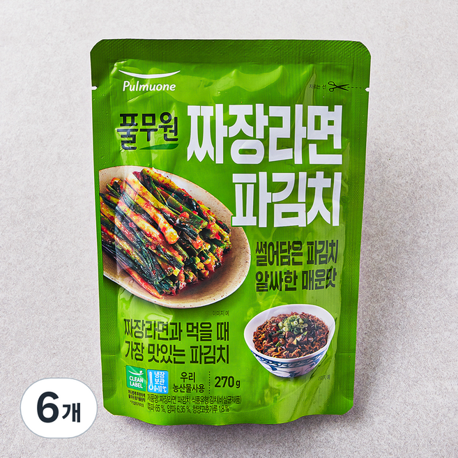 풀무원 짜장라면 파김치, 270g, 6개