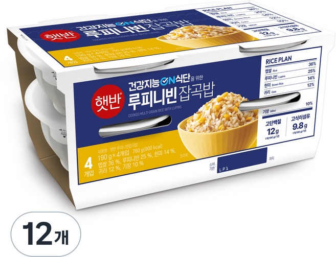 햇반 루피니빈 잡곡밥, 190g, 12개