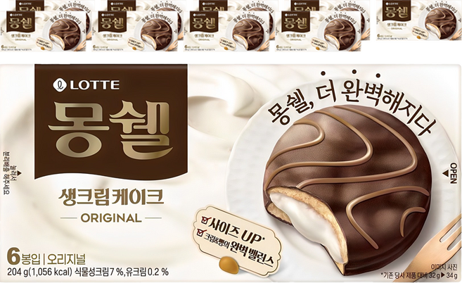 몽쉘 오리지널 생크림케이크 6p, 204g, 10개