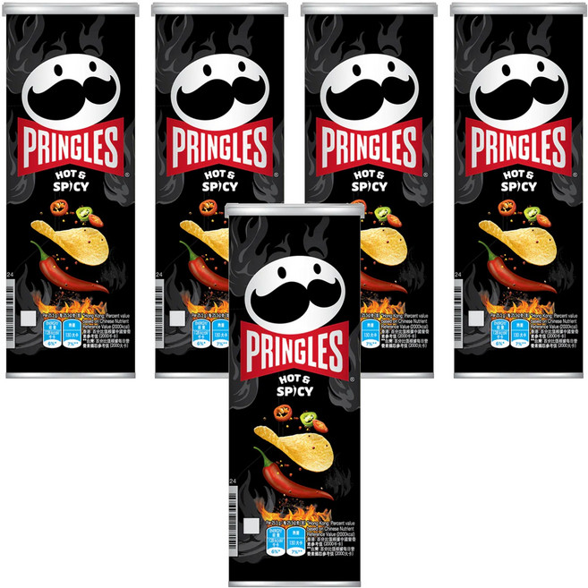 PRINGLES 品客 洋芋片 香辣口味, 102g, 5罐