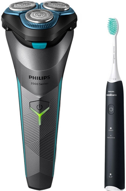 Philips 飛利浦 電競2系列 電動刮鬍刀/電鬍刀 + 音波牙刷, S2306 + HX2421, 黑色