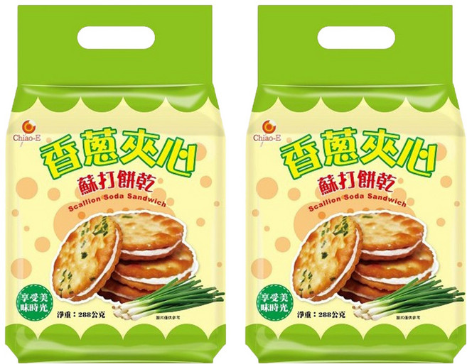 Chiao-E 巧益 香蔥夾心蘇打餅乾, 288g, 2袋
