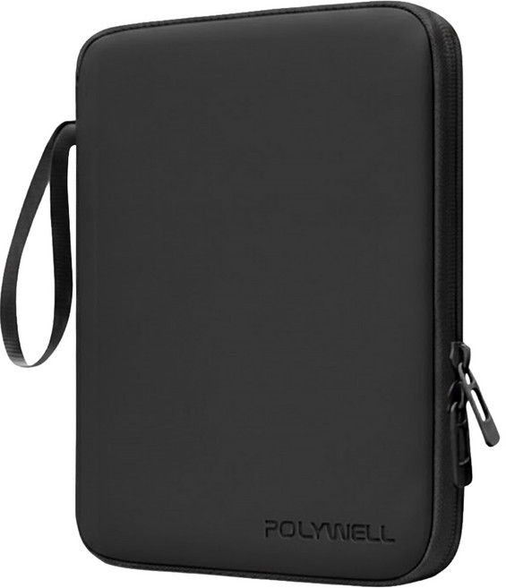 POLYWELL 寶利威爾 平板防撞防水收納包 緩衝泡綿內襯 PU材質防撥水 全開拉鍊 適用iPad PW15-T65-0840, 黑色, 1個
