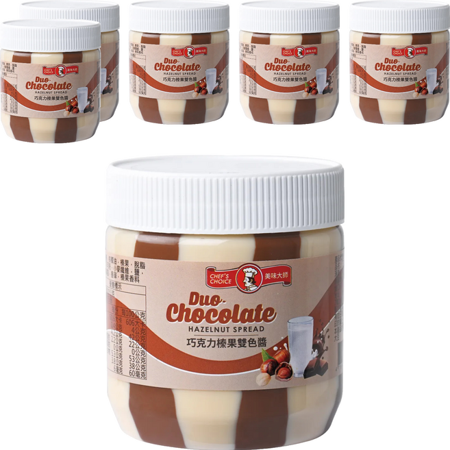 CHEF'S CHOICE 美味大師 巧克力風味榛果雙色醬, 350g, 6罐