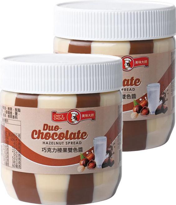 CHEF'S CHOICE 美味大師 巧克力風味榛果雙色醬, 350g, 2罐