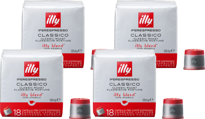 일리 클라시코 미디움 캡슐커피, 6.7g, 18개입, 4개