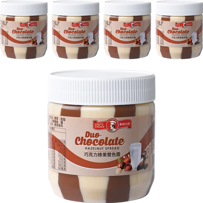 CHEF'S CHOICE 美味大師 巧克力風味榛果雙色醬, 350g, 5罐