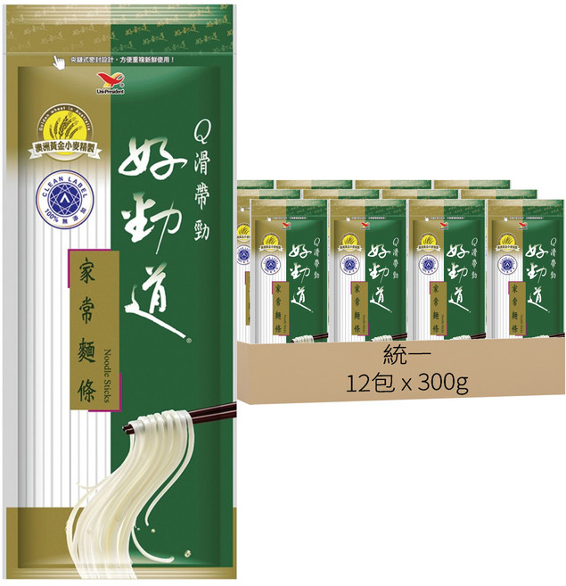 統一 好勁道 家常麵條, 300g, 12包